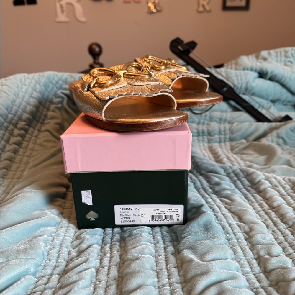 Kate Spade Gold Slide Sandals